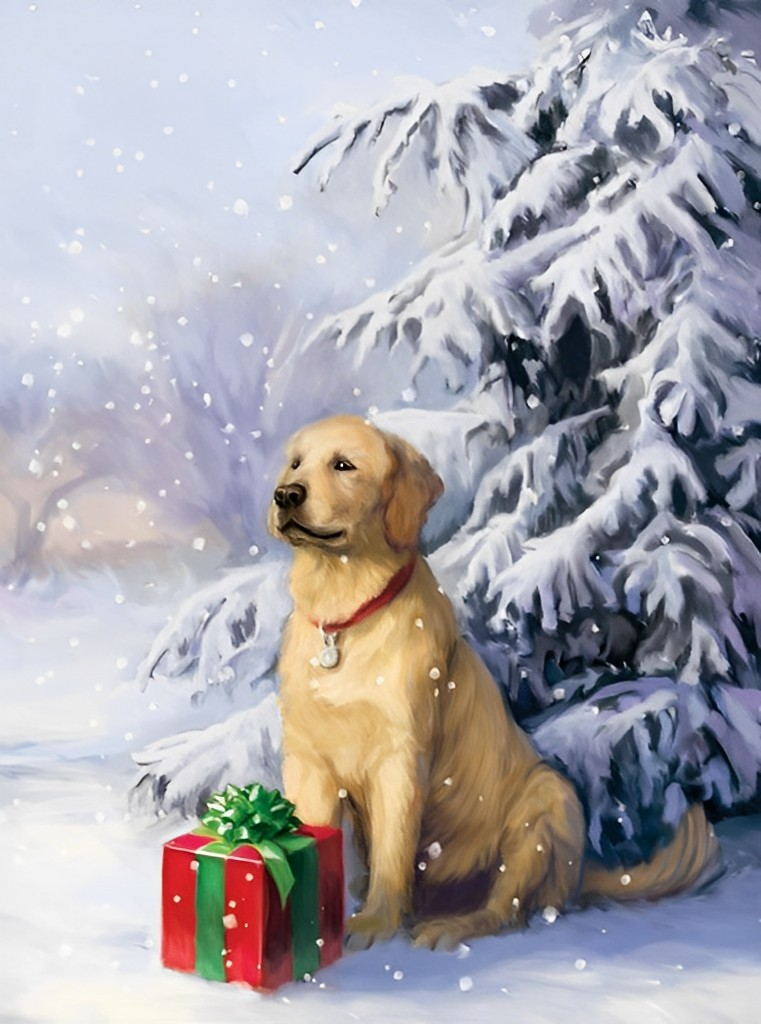 Dog in Winter Christmas Diamond Painting