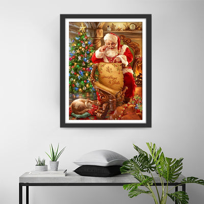 Christmas Cat and Santa Claus Diamond Painting