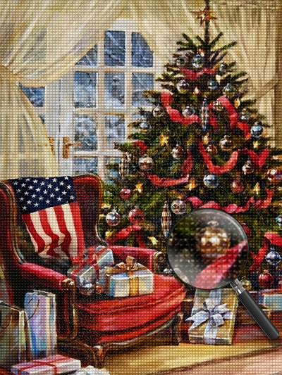 American Christmas Tree Diamond Painting