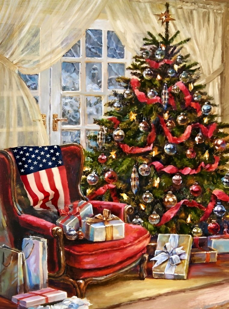 American Christmas Tree Diamond Painting