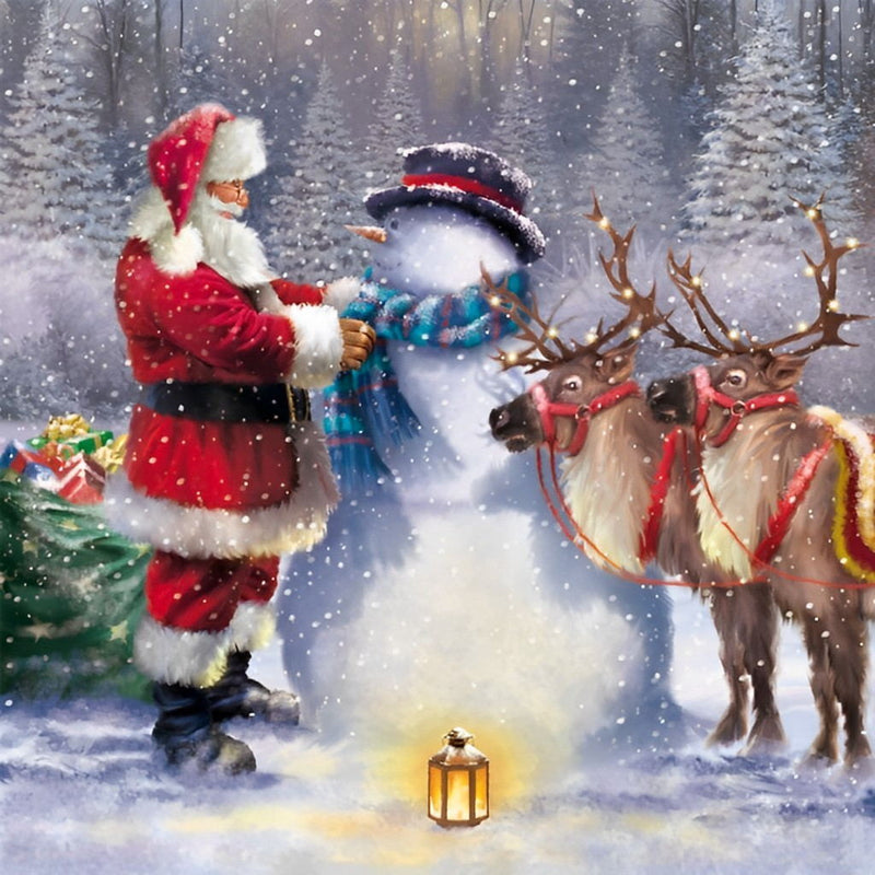 Santa Claus Snowman Elk Diamond Painting