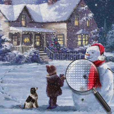 Snowman Presents Children at Christmas Diamond Painting