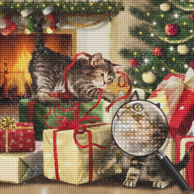 Kittens playing with gifts 5D DIY Diamond Painting Kits