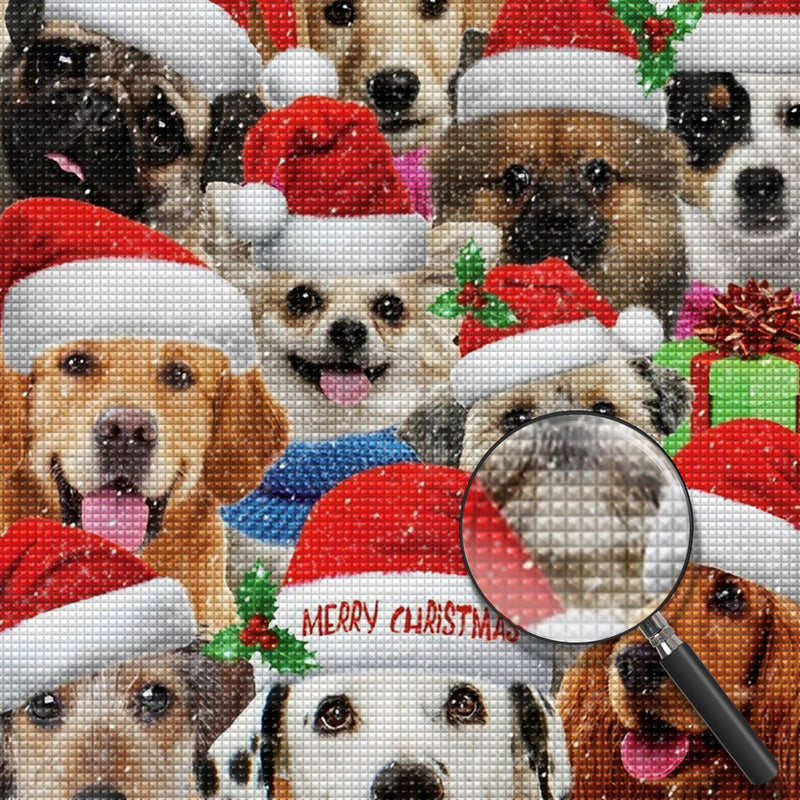 Cute Christmas Party Puppies Diamond Painting