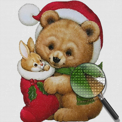 Christmas Bear and Rabbit Diamond Painting