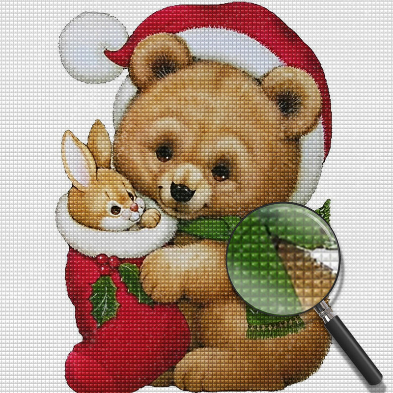 Christmas Bear and Rabbit Diamond Painting