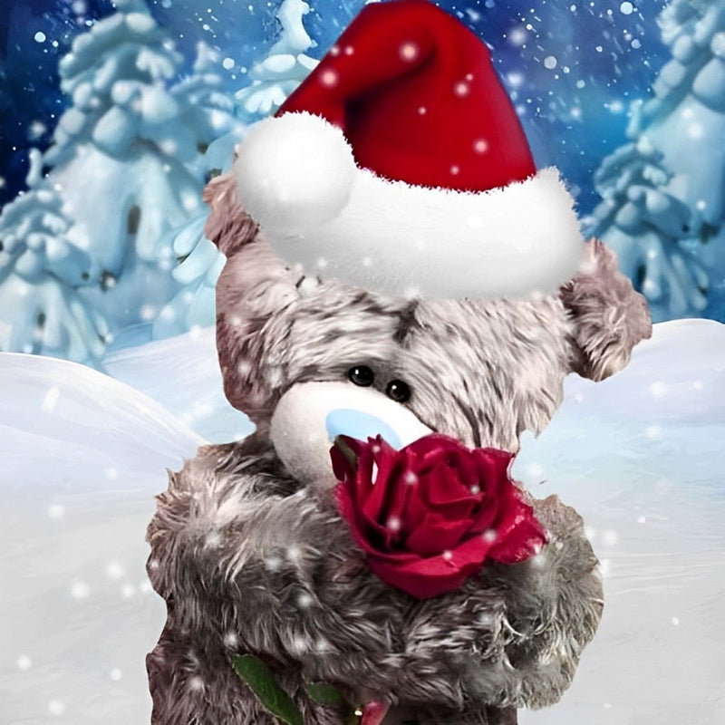 Bear Doll and Red Rose Christmas Party 5D DIY Diamond Painting Kits