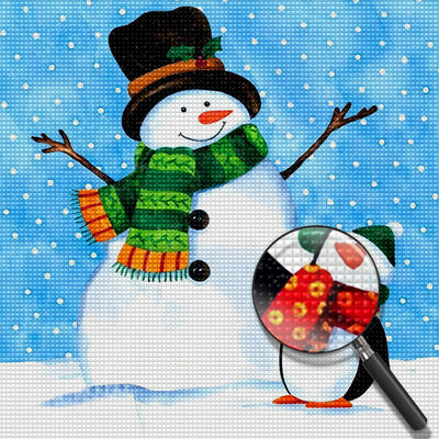 Celebrating Christmas with snowmen and penguins Diamond Painting