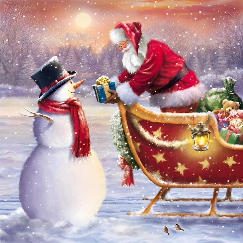 Santa Claus Snowman Diamond Painting