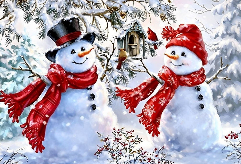 Christmas Snowman Couple 5D DIY Diamond Painting Kits