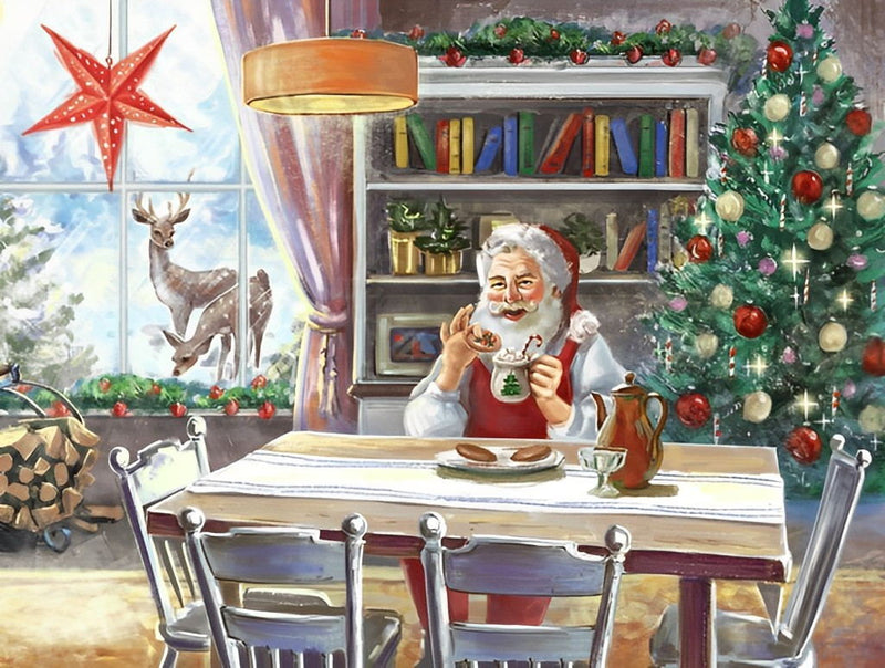 Santa having breakfast Diamond Painting