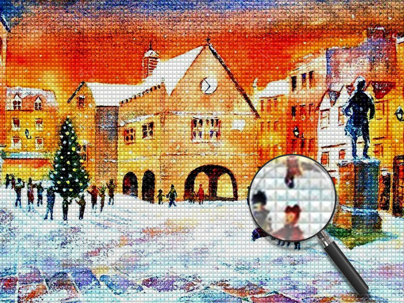 Frankfurt Romantic Christmas Market At Night Diamond Painting