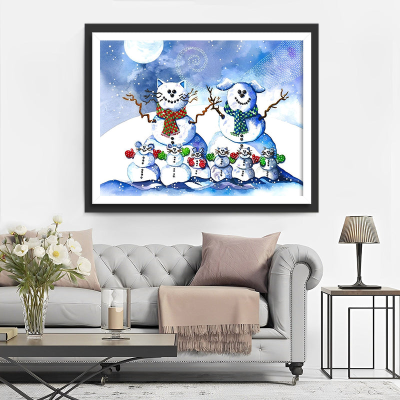 Snowman Cats Diamond Painting