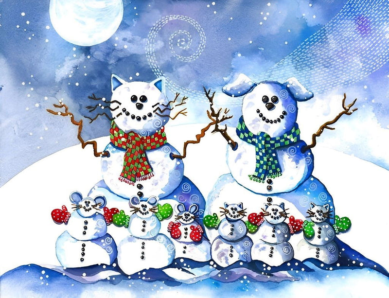 Snowman Cats Diamond Painting