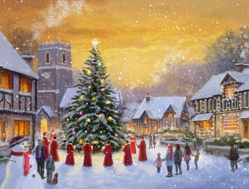 Christmas Tree Town Snowman Diamond Painting