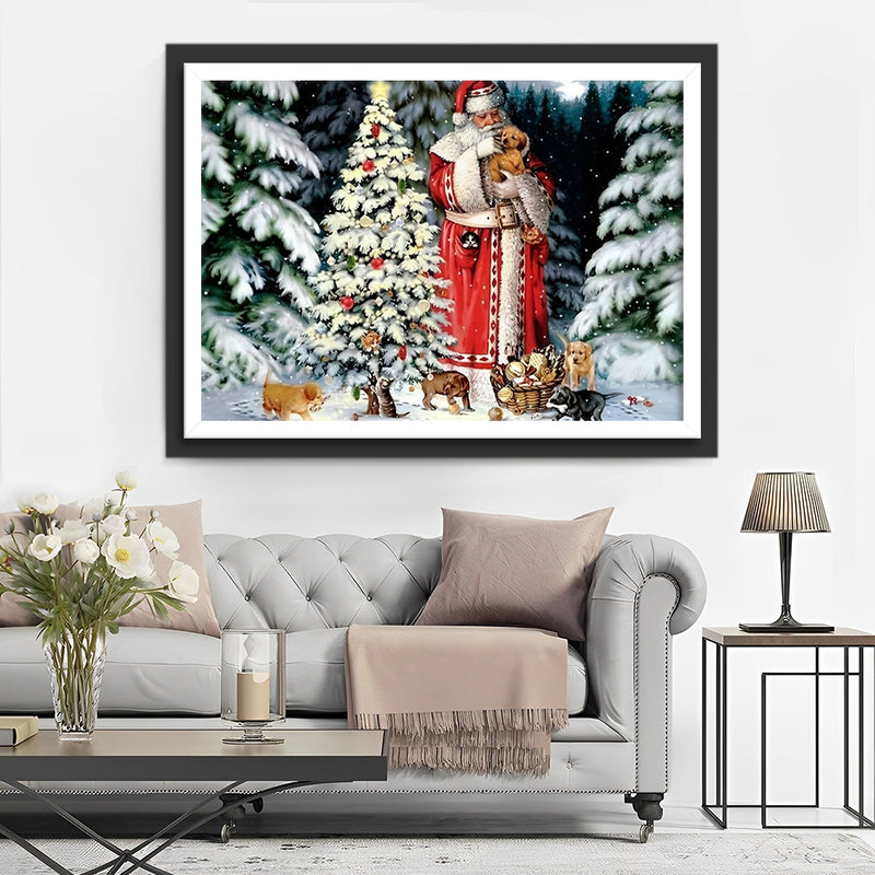 Santa in Forest Diamond Painting