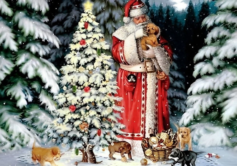 Santa in Forest Diamond Painting