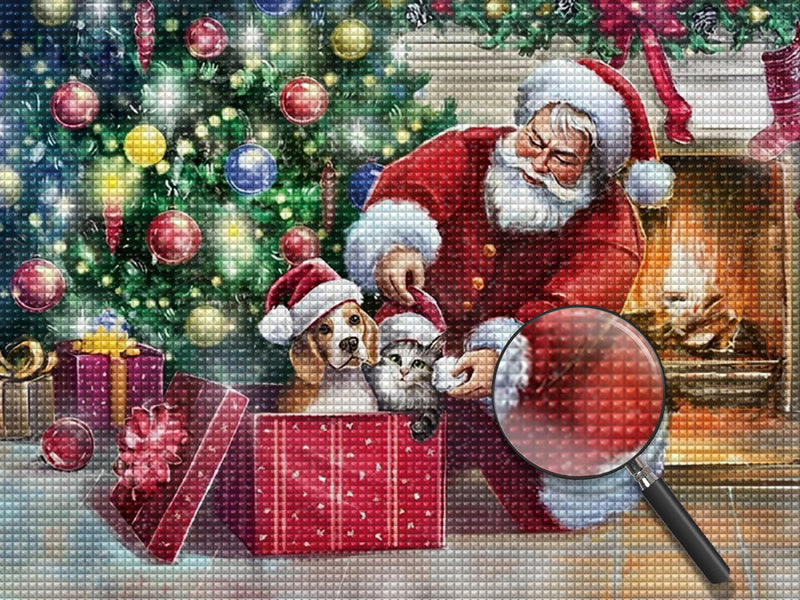 Santa and Kitten Puppy Diamond Painting