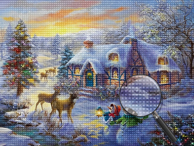 Snowman Couple and Deer Couple Diamond Painting