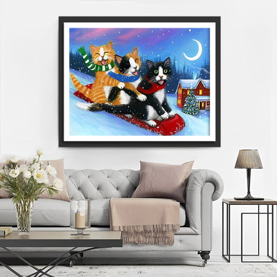 Cats sledding 5D DIY Diamond Painting Kits