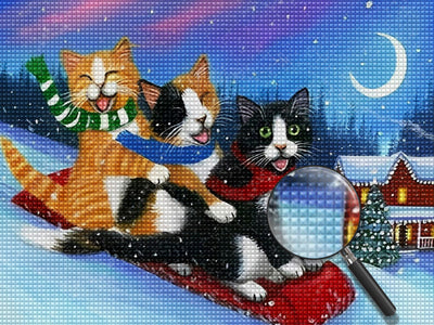 Cats sledding 5D DIY Diamond Painting Kits