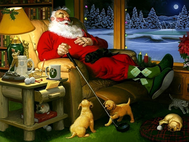 Santa playing golf Diamond Painting