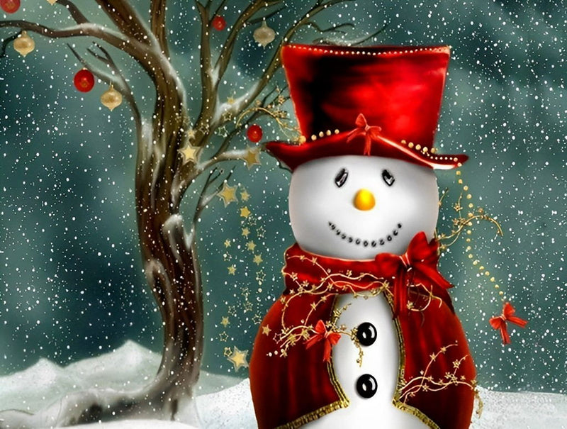 Red tuxedo Snowman Diamond Painting