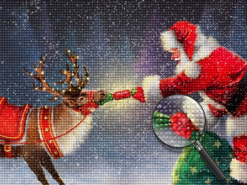 Santa Feeding Reindeer Diamond Painting