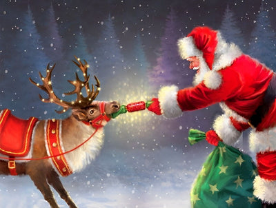 Santa Feeding Reindeer Diamond Painting