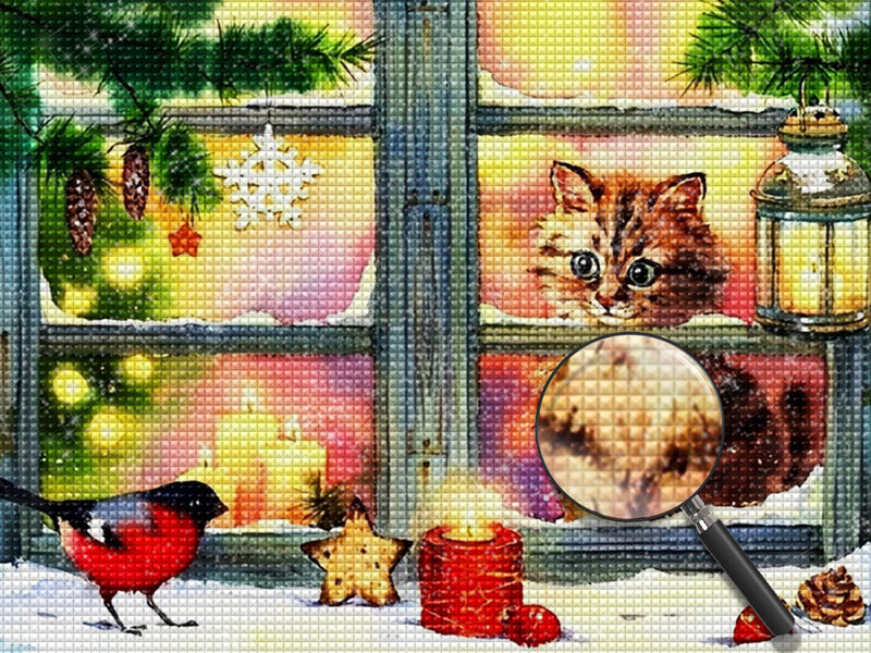 Cute Kitten and Bird Diamond Painting