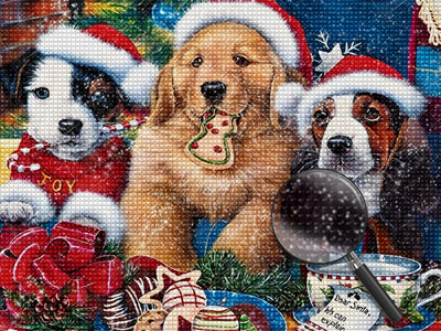Three Christmas Puppies Party 5D DIY Diamond Painting Kits