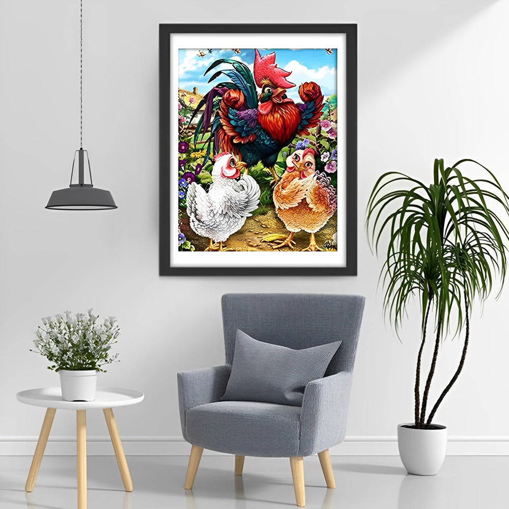 Strong Cock and Hen Diamond Painting