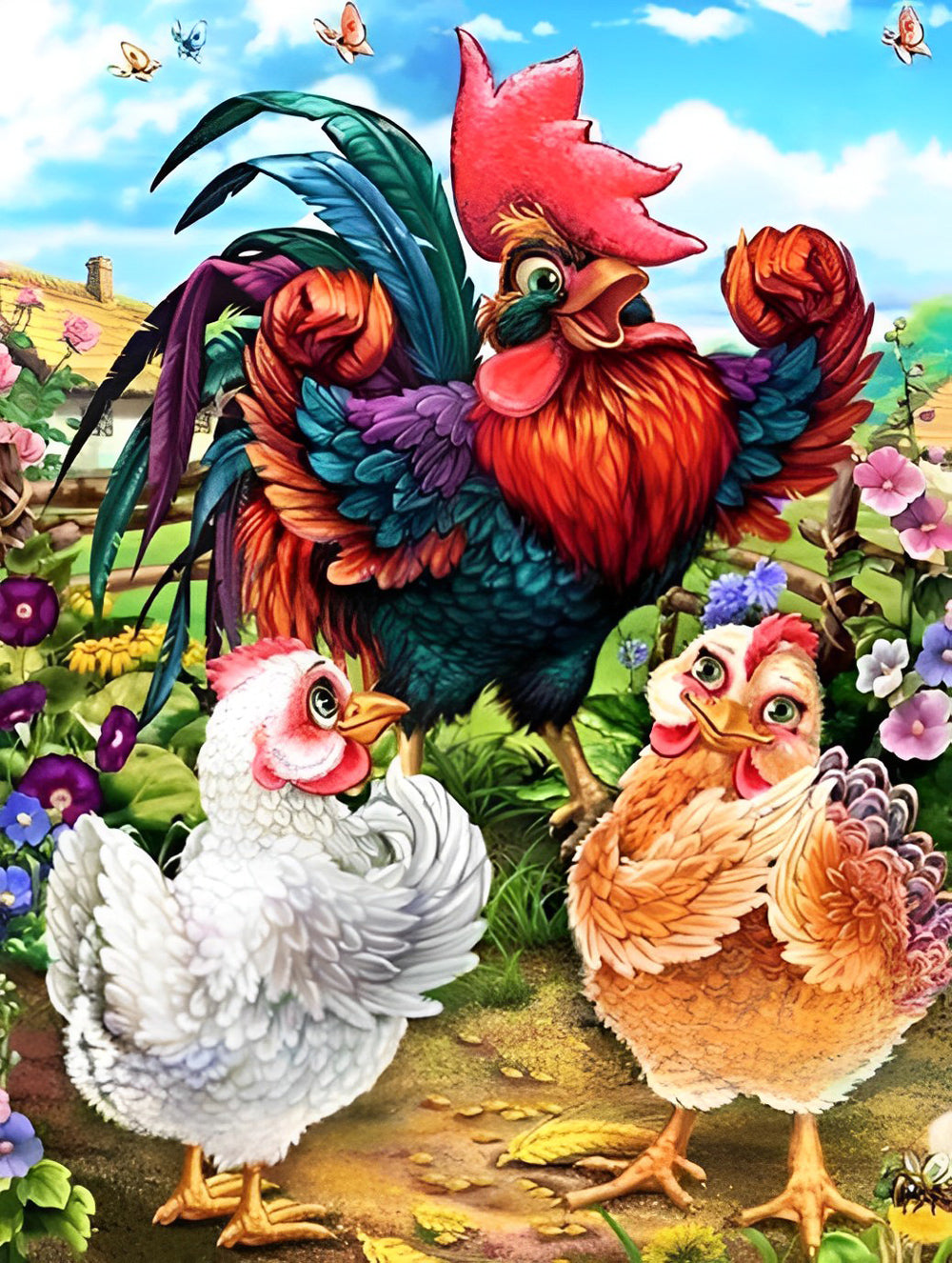 Strong Cock and Hen Diamond Painting