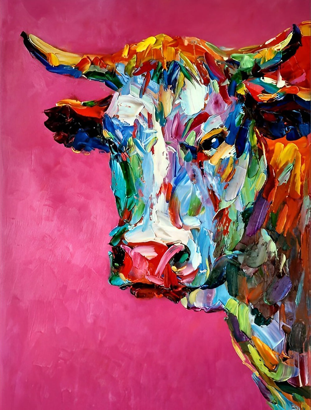 Colorful Domestic Ox Diamond Painting