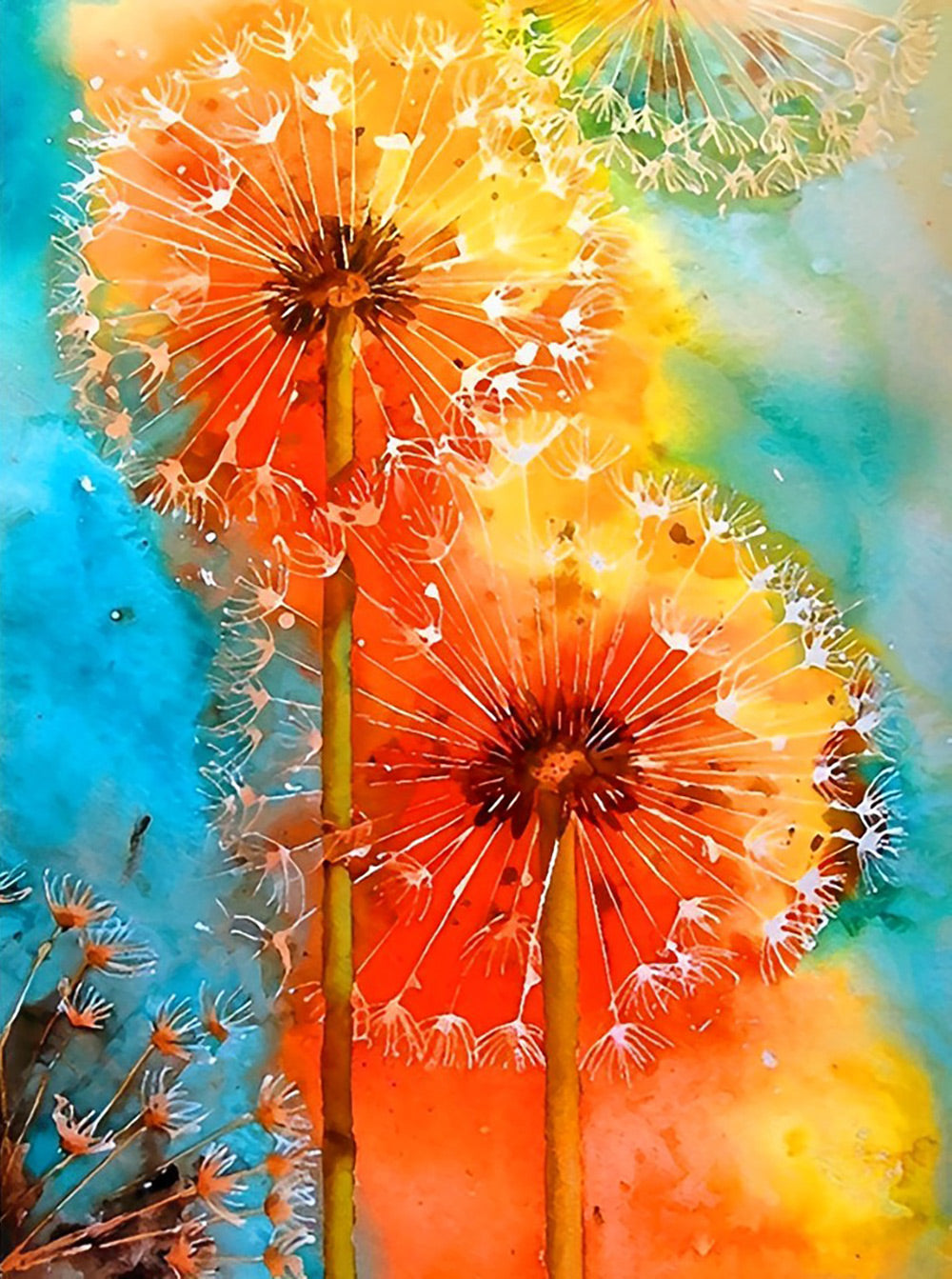 Dandelions Orange Diamond Painting