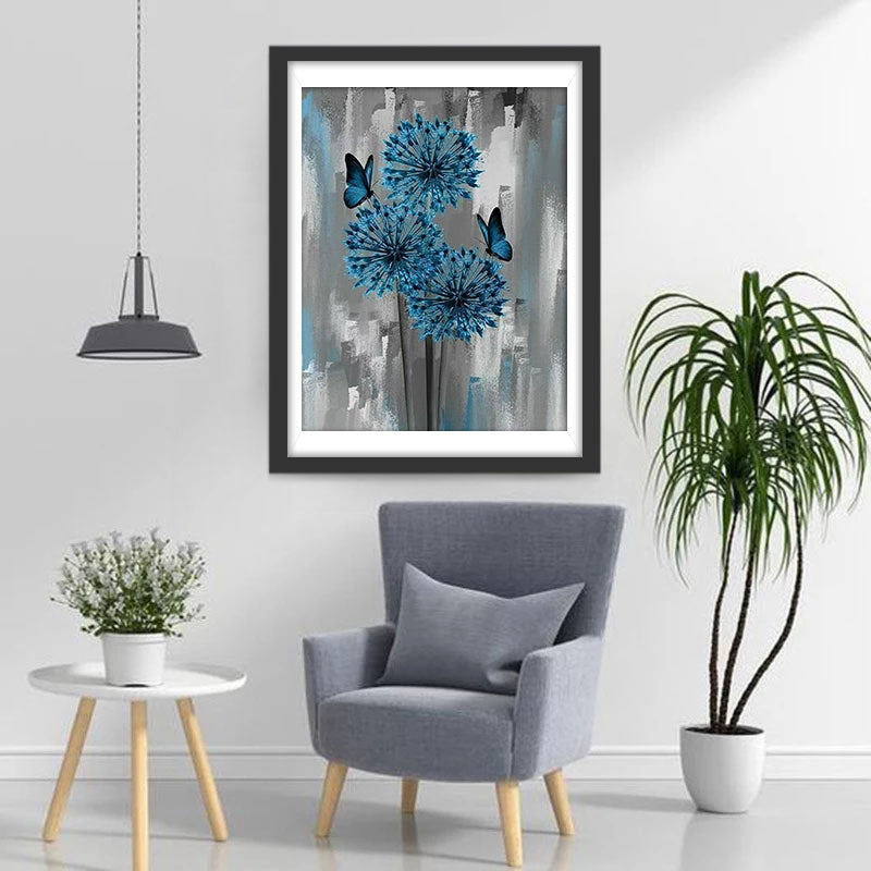 Dandelions and Blue Butterflies Diamond Painting