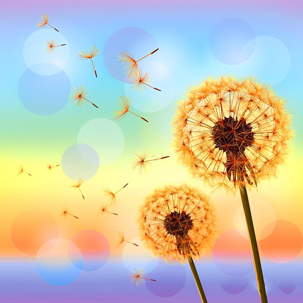 Dandelion with Orange Pappus Diamond Painting