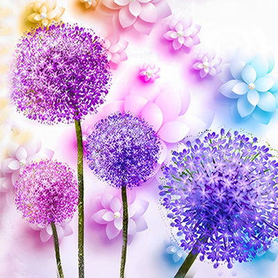 Purple and Pink Dandelions 5D DIY Diamond Painting Kits