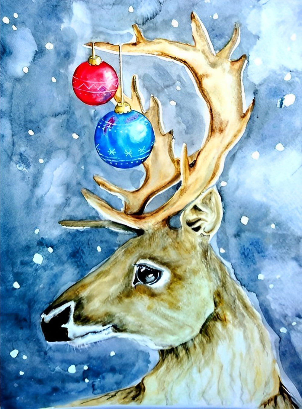Deer with Colorful Christmas Balls Diamond Painting