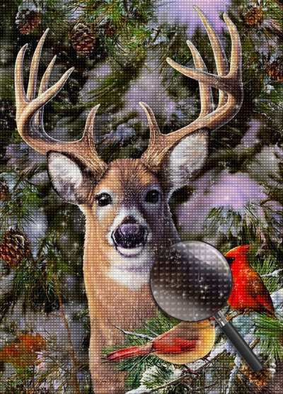 Deer and Parrots Diamond Painting