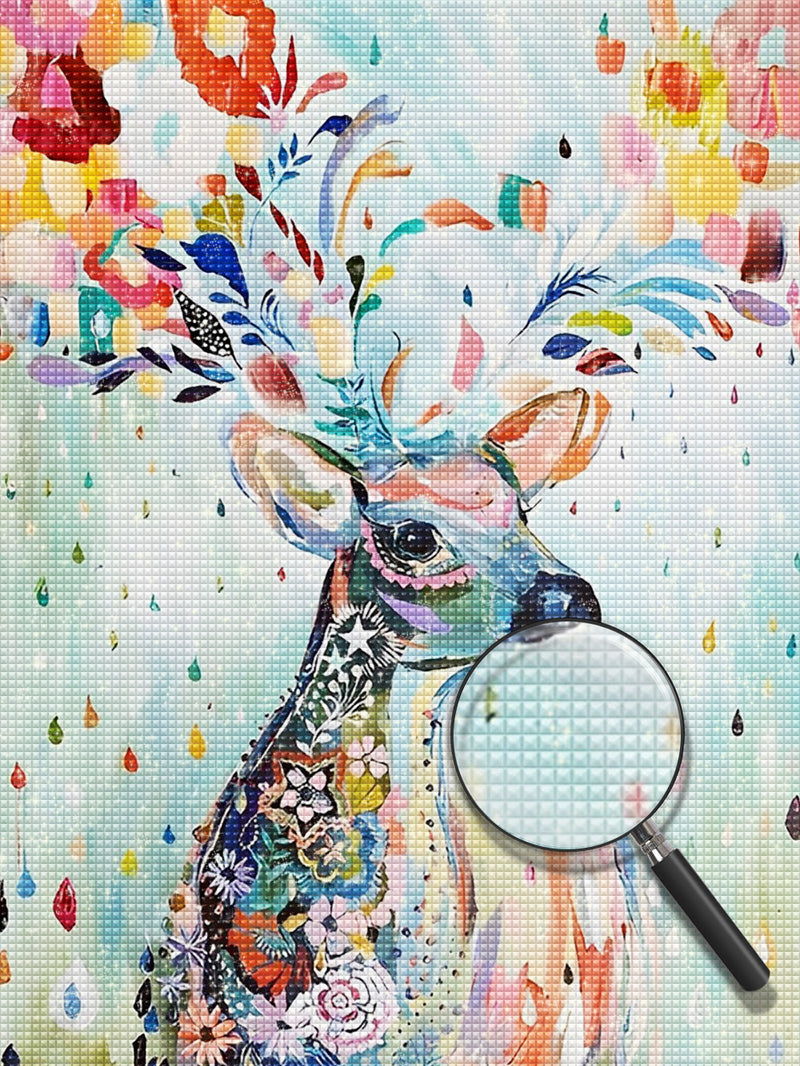 Deer of Colorful Flowers 5D DIY Diamond Painting Kits