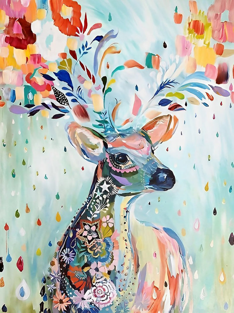 Deer of Colorful Flowers 5D DIY Diamond Painting Kits