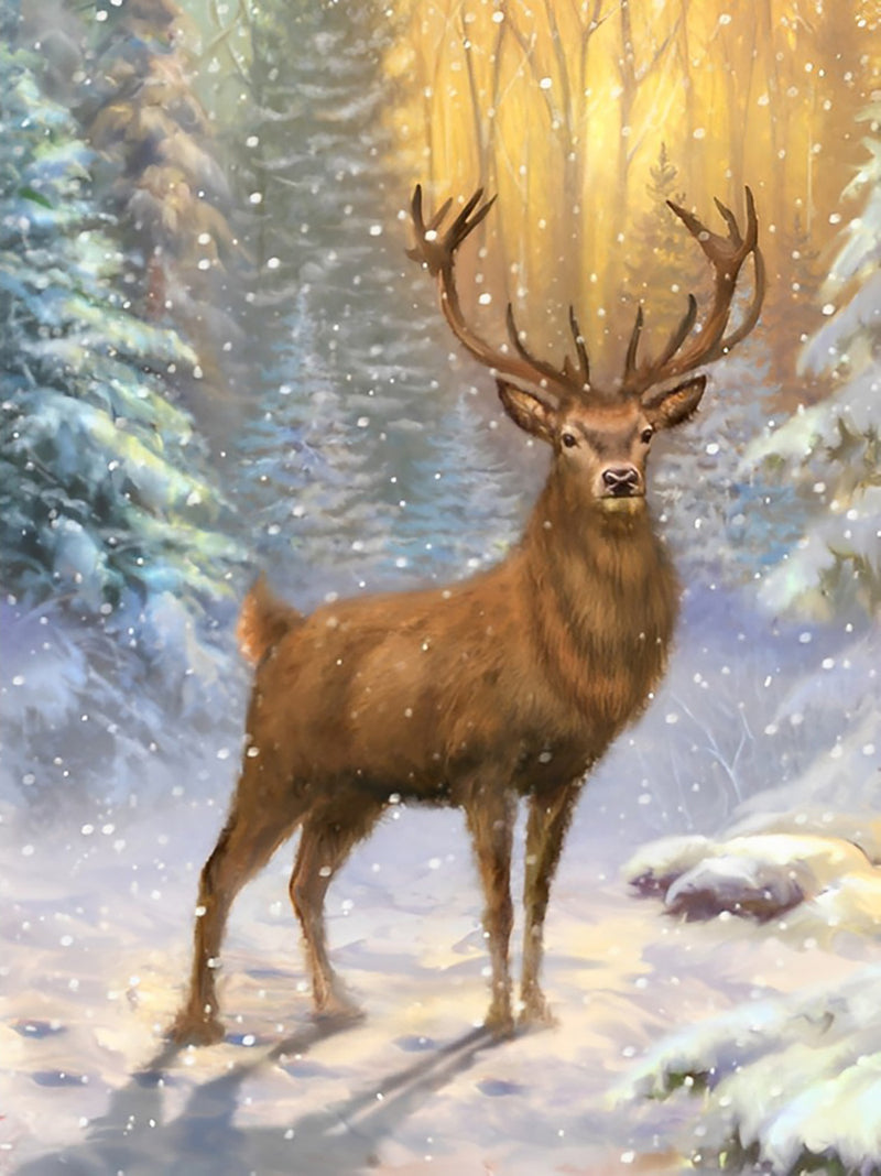 Beautiful Deer in the Snow Diamond Painting