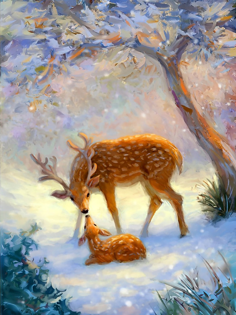 Mother Deer and Her Baby Diamond Painting