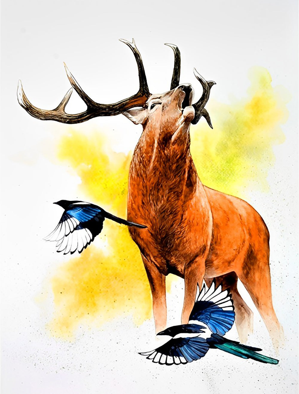 Deer and the Blue Birds Diamond Painting
