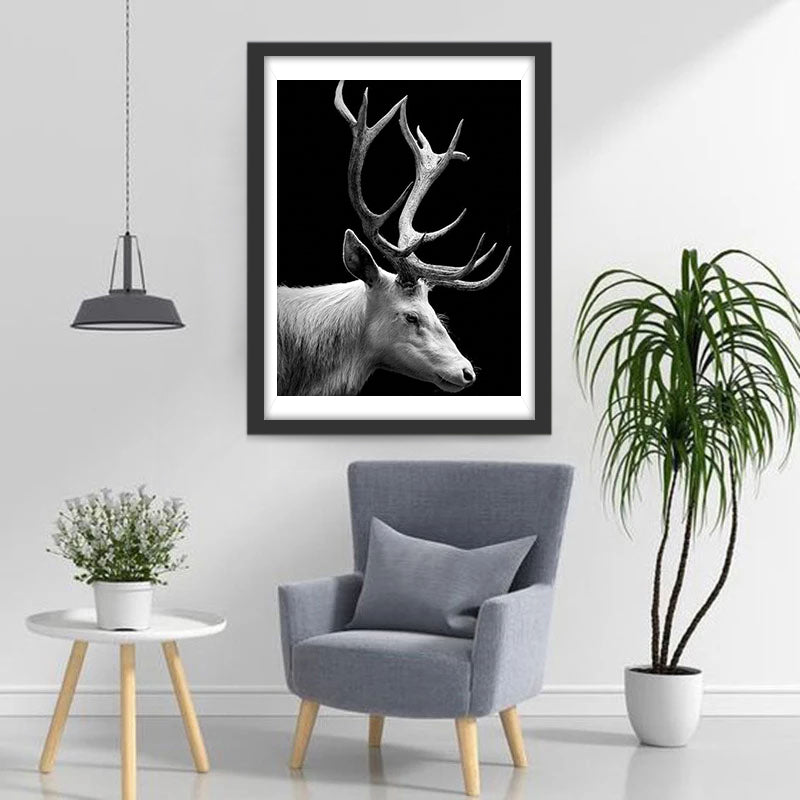 White and Black Reindeer Diamond Painting