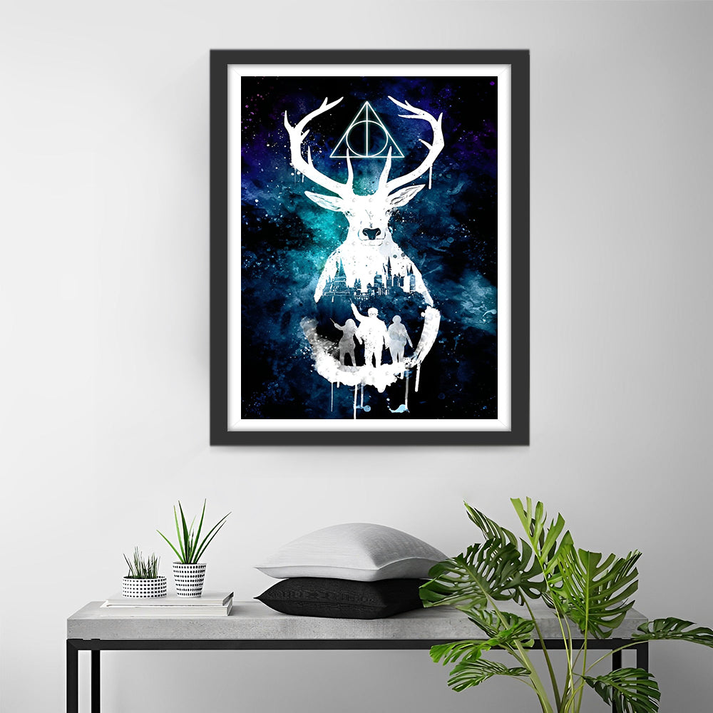 Luminous Deer and Three People Diamond Painting