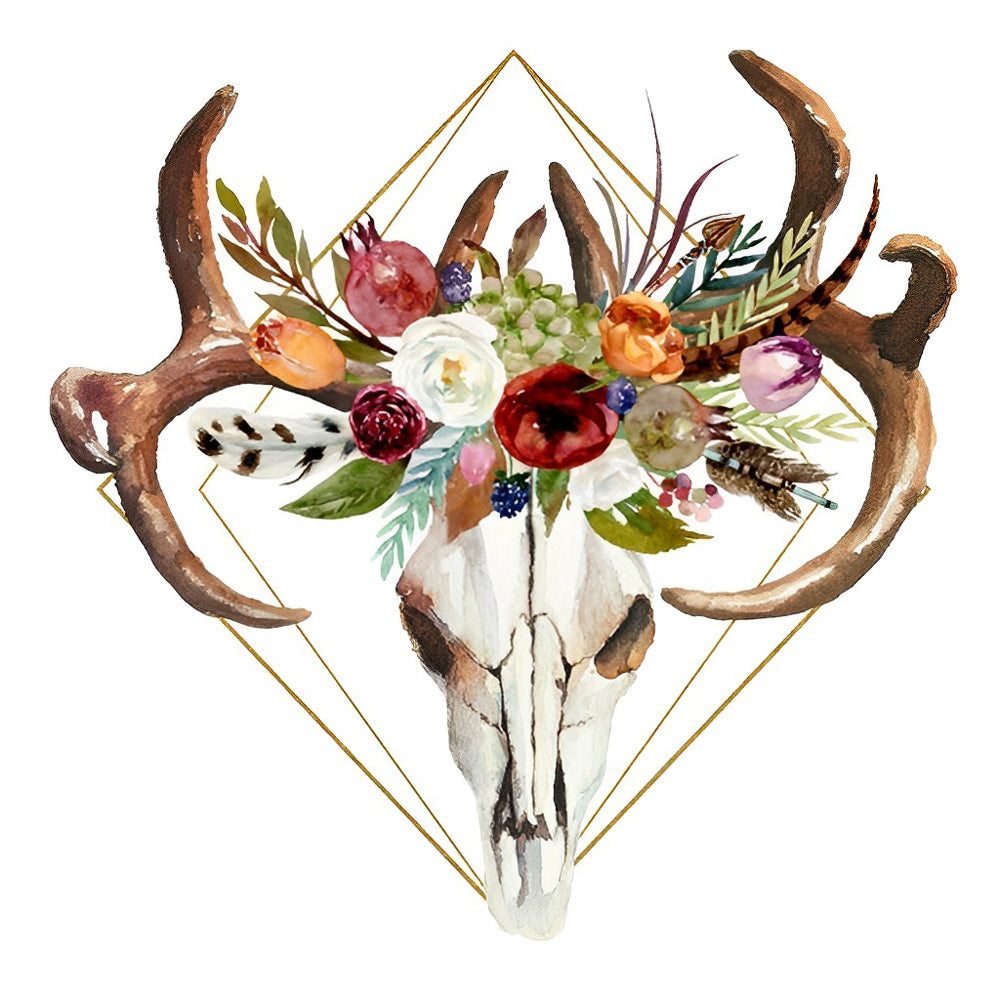 Deer Skeleton and Rose Crown Diamond Painting
