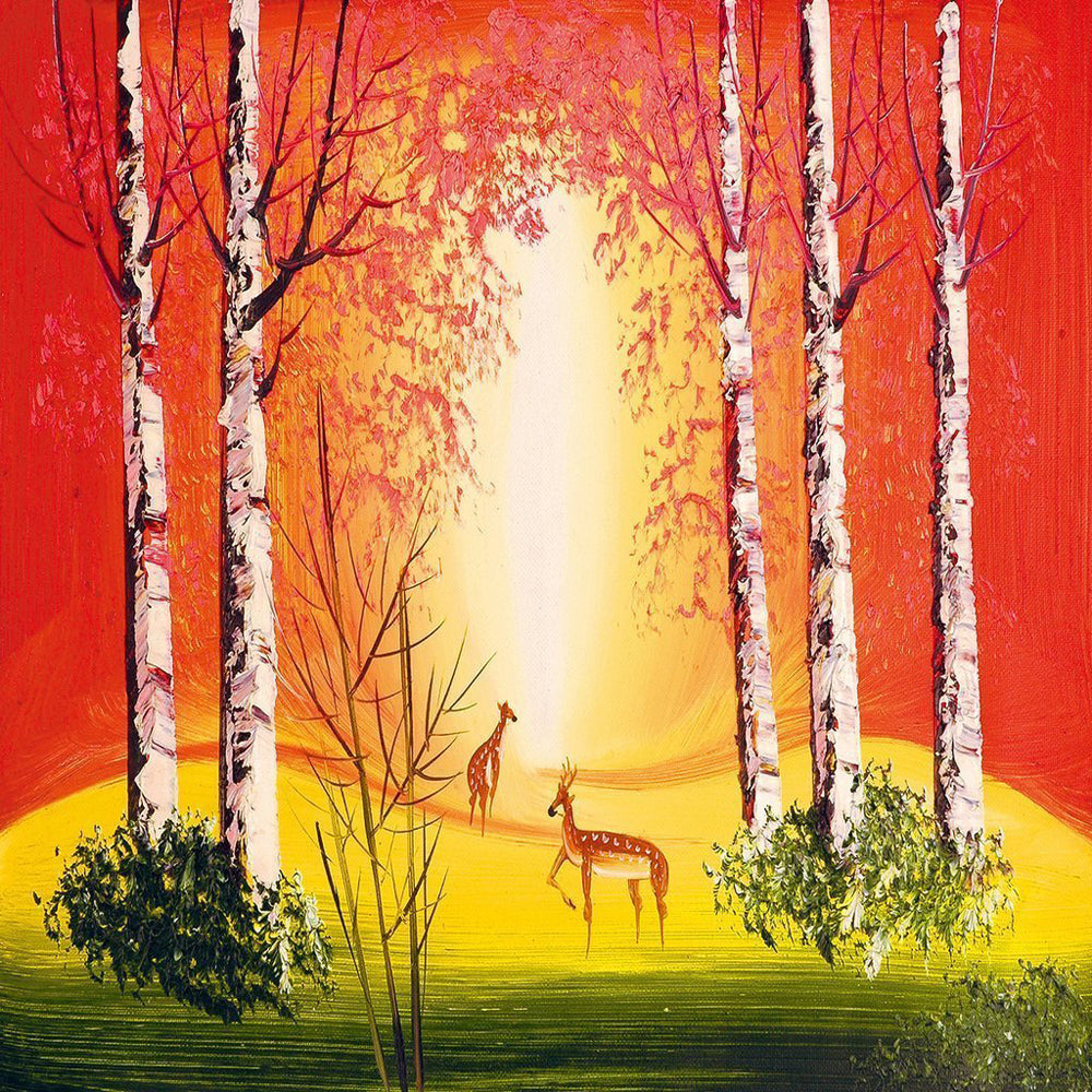 Sika Deer and the Red Sky Diamond Painting