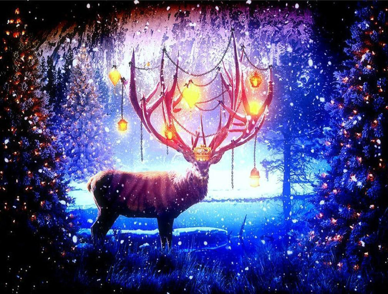 Deer and Lanterns Diamond Painting